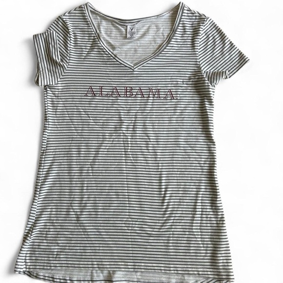 Alabama Striped V-Neck Tee – Soft & Oversized Fan Favorite – Size S - Picture 2 of 7